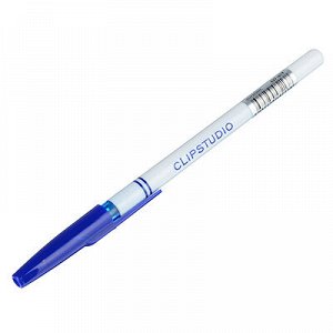 ClipStudio Ручка шариковая синяя, с белым корпусом, линия 0,7 мм, с индивидуальной маркировкой