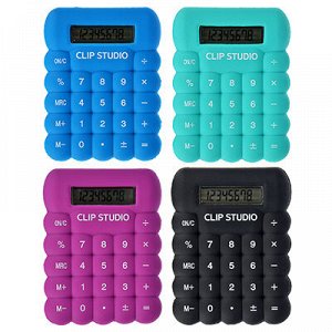 Калькулятор CLIP STUDIO 8-разрядный, 4 цвета (синий, бирюзовый, фиолетовый, черный)