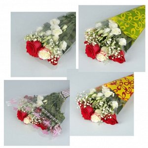 Пакет для цветов конус "Алиса", 34 х 60 см, МИКС