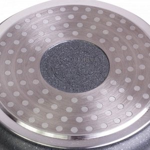 Кастрюля 24*16,5cm из литого алюминия с антипригарным покрытием "гранит" и стеклянной крышкой