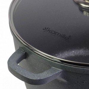 Кастрюля 24*16,5cm из литого алюминия с антипригарным покрытием "гранит" и стеклянной крышкой