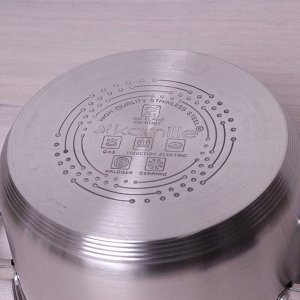 Кастрюля 6.5л из нержавеющей стали с крышкой и полыми ручками