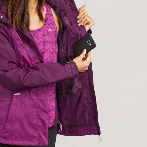 Женская водонепроницаемая куртка для горных походов MH100 бордовая QUECHUA
