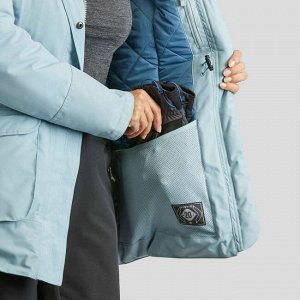 Парка теплая водонепроницаемая для походов SH500 U–WARM женская серая QUECHUA