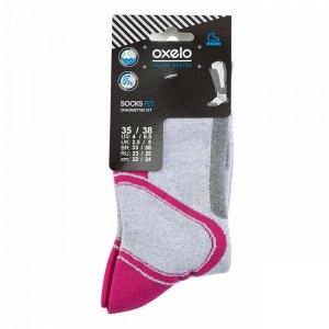 Носки для катания на роликах женские серые и цвета фуксии FIT OXELO