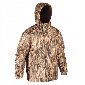 Теплая ветрозащитная куртка муж. для охоты с болотным камуфляжем 100