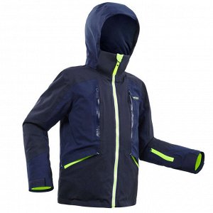 Куртка лыжная теплая водонепроницаемая для детей темно-сине-желтая 900