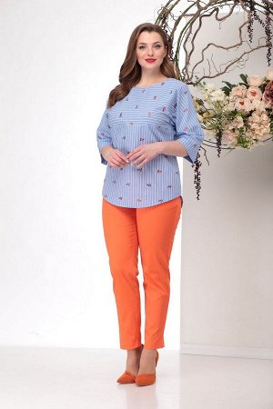 Блуза, брюки Michel chic Артикул: 1151 голубой+оранж