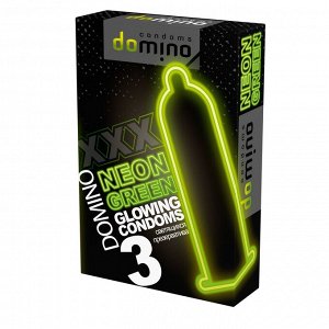 ПРЕЗЕРВАТИВЫ "DOMINO" NEON GREEN светящиеся 3штуки