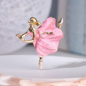 Брошь "Балерина" невесомость, цвет розовый в золоте