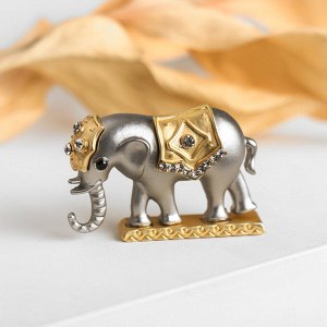 Брошь "Слон", цвет матовый серебряно-золотой