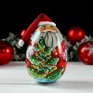 Неваляшка «Дед мороз с ёлкой». 11х6 см. ручная роспись