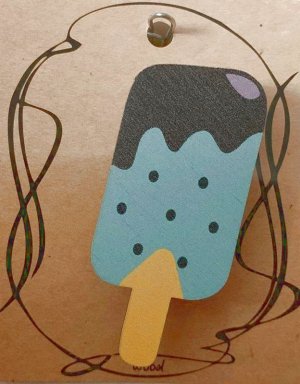 ЗН0022 Стильный деревянный значок "Синее мороженое" _стр., 70х50х26мм, _