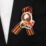 Значок деревянный с лентой &quot;9 Мая&quot; гвоздики
