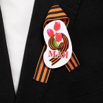 Значок деревянный с лентой &quot;9 Мая&quot; красные тюльпаны