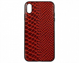 Чехол iPhone XS Max Leather Reptile (красный)