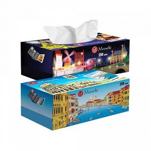 Салфетки бумажные "Maneki" Dream с ароматом Европы, 2 слоя, белые, 250 шт./коробка (1/54)
