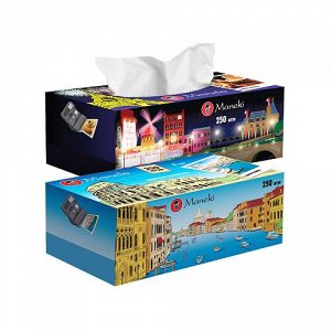 Салфетки бумажные "Maneki" Dream с ароматом Европы, 2 слоя, белые, 250 шт./коробка
