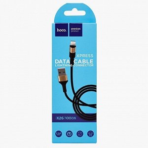 Кабель USB - Apple lightning Hoco X26 Xpress  100см 3A (black/gold)