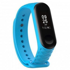 Ремешок WB08 для "Xiaomi Mi Band 3/Mi Band 4" силиконовый Рельеф (light blue)