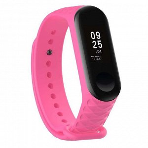 Ремешок WB08 для "Xiaomi Mi Band 3/Mi Band 4" силиконовый Рельеф (pink)