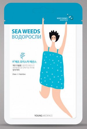 250245 "Young Mediface (Sea weeds)" Тканевая маска-салфетка для лица детокс с эссенцией морских водорослей  25 мл 1/480