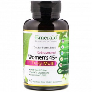 Emerald Laboratories, Мультивитаминный комплекс для женщин от 45 лет, для приема 1 раз в день, коферментная формула, 30 растительных капсул