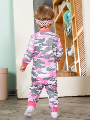 Розовый трикотажный комбинезон "Папина дочка" милитари для новорождённой (6210221)