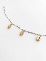 Серебряный браслет на цепочке с позолоченными кофейными зернами