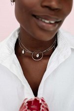 Серебряное колье чокер с кофейными зернами