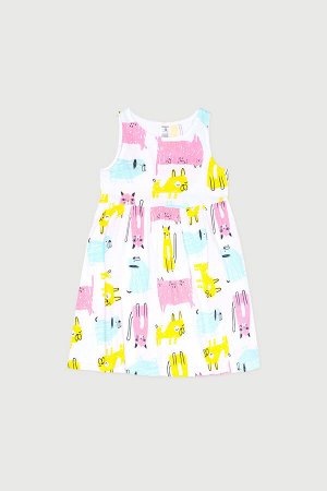 Платье для девочки Crockid К 5589 белый, кошки, собаки к1244