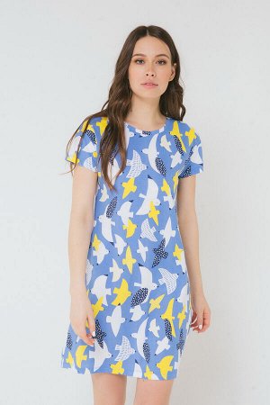 Платье(Весна-Лето)+mom (голубой сапфир, чайки)