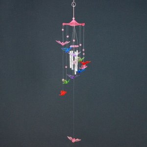 Музыка ветра пластик "Птицы" светятся в темноте 4 трубочки + 11 фигурок 67 см МИКС