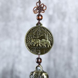 Колокольчик металл "Слоны на монете" 34х5,5х5,5 см