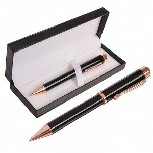 Ручка подарочная, шариковая «Галант» в кожзам футляре, поворотная, чёрно-золотистый корпус