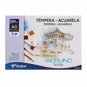 Бумага для акварели в папке А3 Fabriano Tempera-Aguarela, 297 х 420 мм, 6 листов, 350 г/м?