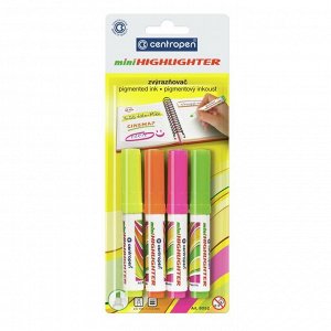 Набор маркеров-текстовыделителей 4 цвета, Centropen 8052, 4.6 мм, в блистере, европодвес