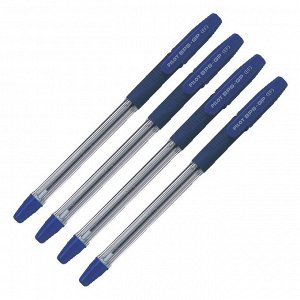 Набор ручек шариковых Pilot BPS-GP, резиновый упор, 0.5 мм, масляная основа, стержень синий, 4 штуки