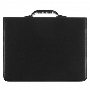 Портфель деловой, ткань, 380 х 290 х 100 мм, "Сосново", чёрный с ремнём