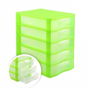 Файл-кабинет 5-секционный СТАММ, зеленый корп, прозрач УБ45