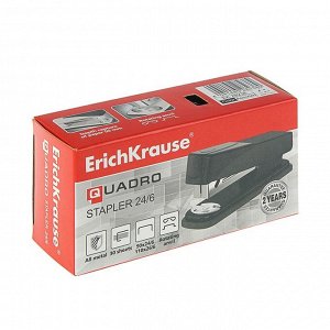 Степлер ErichKrause Quadro, № 24/6, 26/6, до 30 листов, МИКС