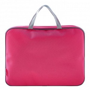 Папка с ручками, текстильная, А4, 350 х 265 х 45 мм, «Оникс», ПМД 2-42, внутренний карман, «Офис», цвет розовый-серый