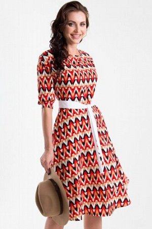 Платье "Мон Шерри" (зиг-заг, красно-белое) П1297-1