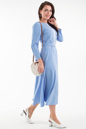 Платье "Глория" с пояском (нежно-голубое, кружево) П1301-11
