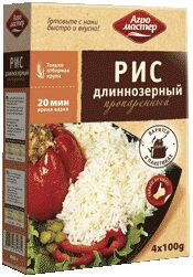 Рис длиннозерный, пропаренный Варочные пакеты "Агромастер" 400 гр 1/6