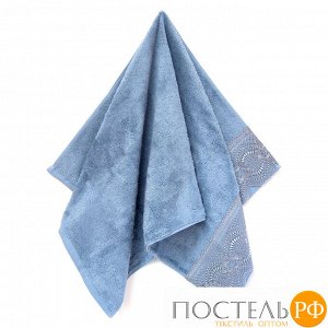 МИЛЕНА 70х140 голубой полотенце махровое с кружевом