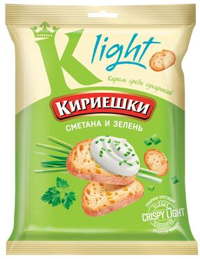 «Кириешки Light», сухарики со вкусом сметаны и зелени, 80г