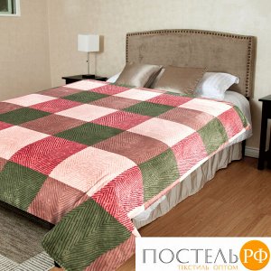 4932 Плед TexRepublic Absolute flannel Клетка елочкой Фланель 1,5 сп. Зеленый/розовый/бежевый