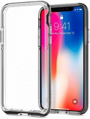 Защитный бампер для iPhone XS/X (iPhone 10), Spigen Neo Hybrid EX , серый (защитная пленка 2шт) (057CS22684)