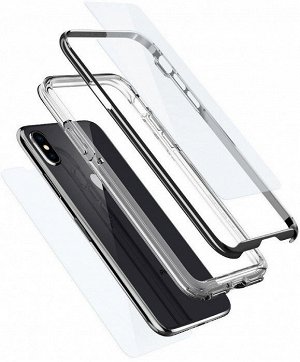 Защитный бампер для iPhone XS/X (iPhone 10), Spigen Neo Hybrid EX , серый (защитная пленка 2шт) (057CS22684)